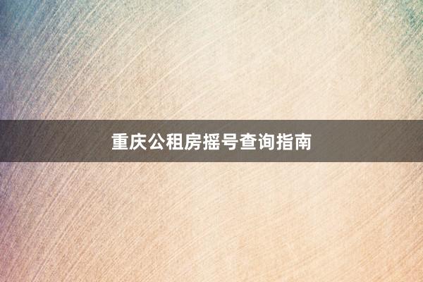 重庆公租房摇号查询指南